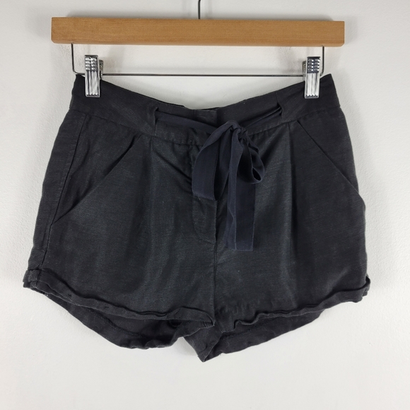 Wilfred Linen High Rise Tie Waist Rolled Hem Shorts - Picture 1 of 10